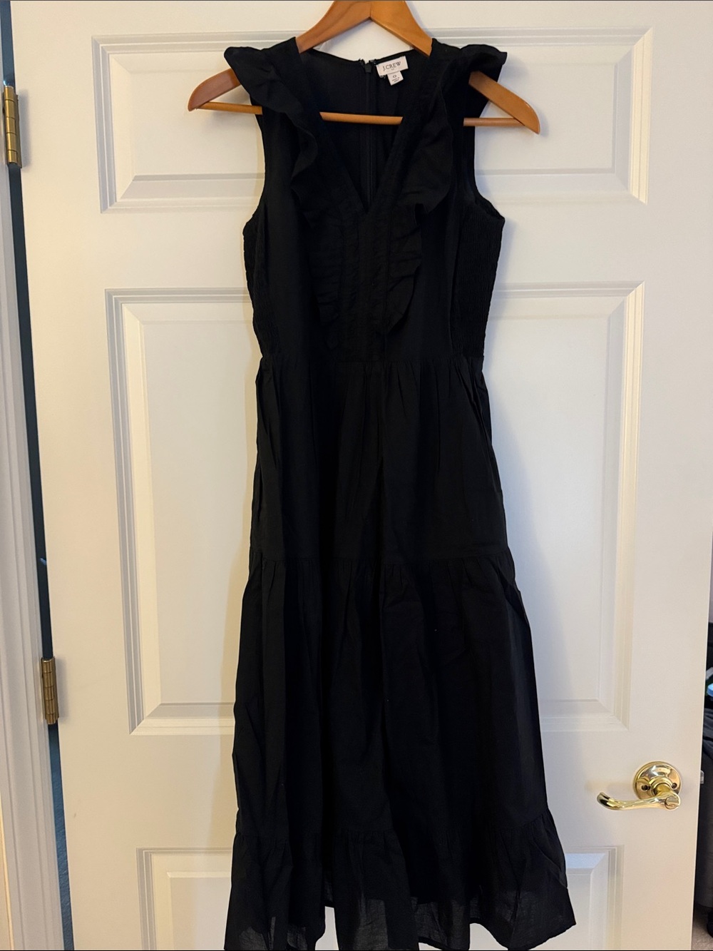 J. Crew Black Ruffled Maxi Dress